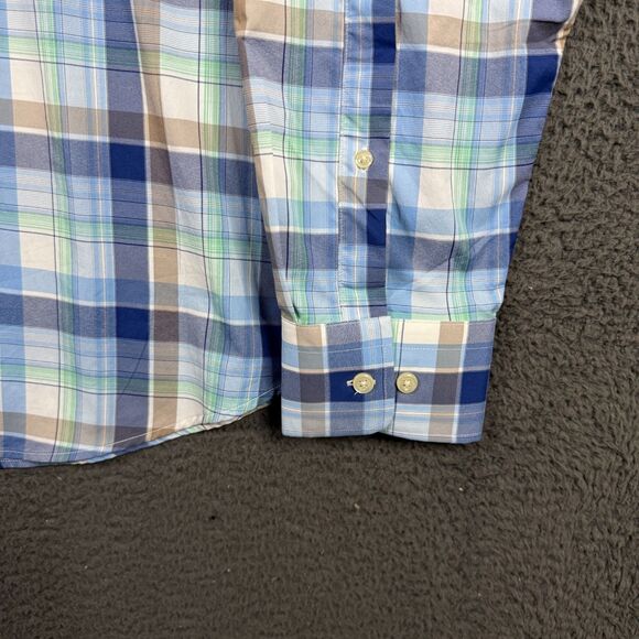 Peter Millar Shirt Mens XXL Blue Plaid Crown Sport Lightweight Stretch Button Up - Picture 6 of 14